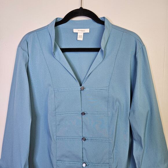 🦃 Dressbarn Plus Size Blue Career Wear Button Up Blouse Top Size 14/16 Capsule - Picture 4 of 9